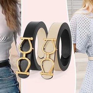 Women reversible leather belt SET 2